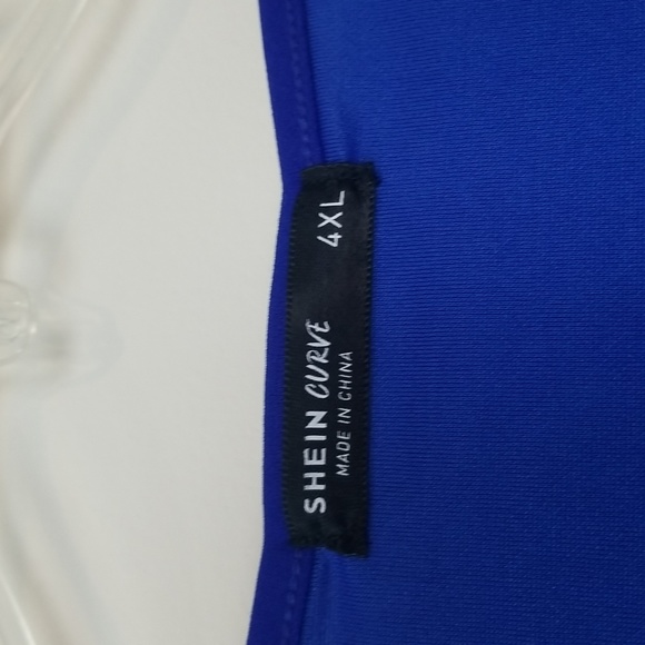 SHEIN CURVE Royal Blue Laser Cut V-Neck Bodycon Dress - 4XL - Picture 2 of 9